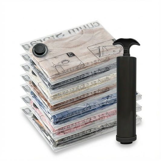 4pcs Vacuum Storage Bags with Hand Pump | Space-Saving Airtight Compression for Clothes, Bedding, Blankets